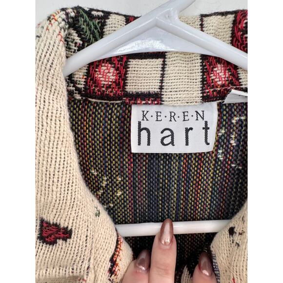 Vintage Keren Hart Tapestry Christmas Holiday Sweater Jacket - Picture 3 of 6